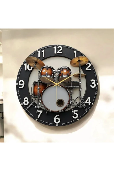AA Shop Bateri Müzik Renkli Baskı Desenli Sayılı Yılbaşı Hediyelik Ahşap Sessiz Tablo Duvar Saati