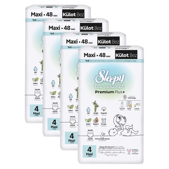 Sleepy Bio Natural Premium Plus Ultra Paket Külot Bez 4 Numara Maxi 192 Adet - 3