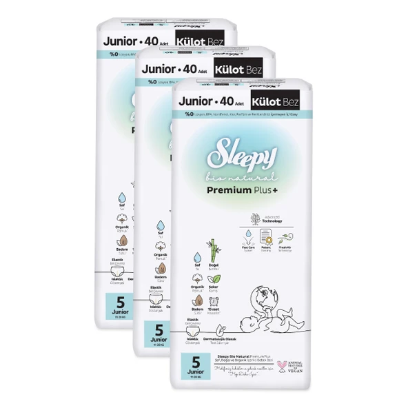 Sleepy Bio Natural Premium Plus Avantajlı Paket Külot Bez 5 Numara Junior 120 Adet - 3