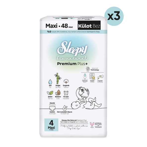 Sleepy Bio Natural Premium Plus Avantajlı Paket Külot Bez 4 Numara Maxi 144 Adet - 2
