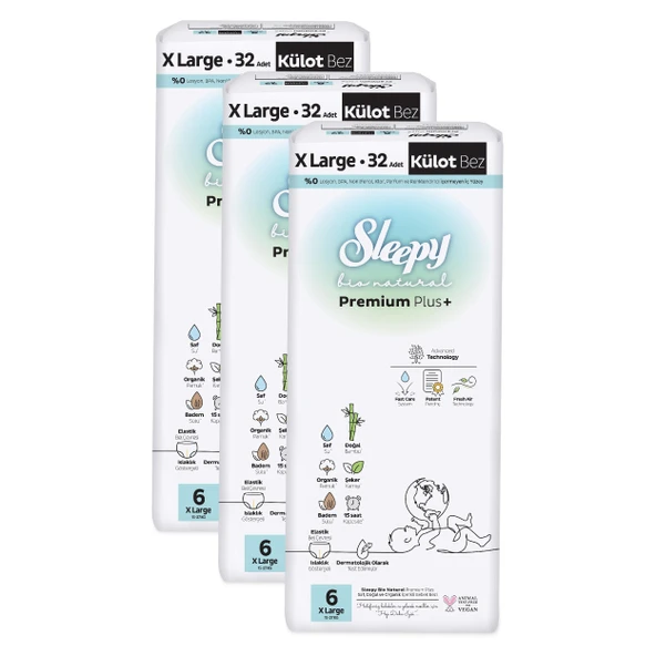 Sleepy Bio Natural Premium Plus Avantajlı Paket Külot Bez 6 Numara Xlarge 96 Adet - 3