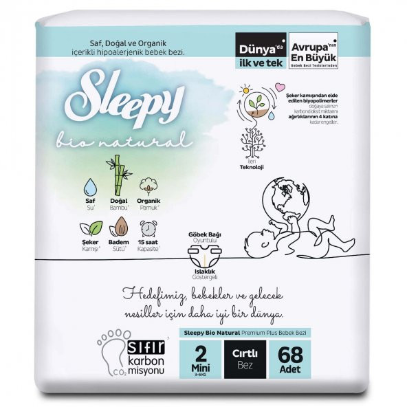 Sleepy Bio Natural Ekonomik Paket Bebek Bezi 2 Numara Mini 68 Adet - 2