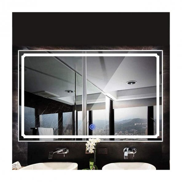 80x120 cm Kumlamalı Dokunmatik Tuşlu Ledli Ayna Duvar Salon Banyo Wc Ofis Yatak Odası Boy Ledli Ayna