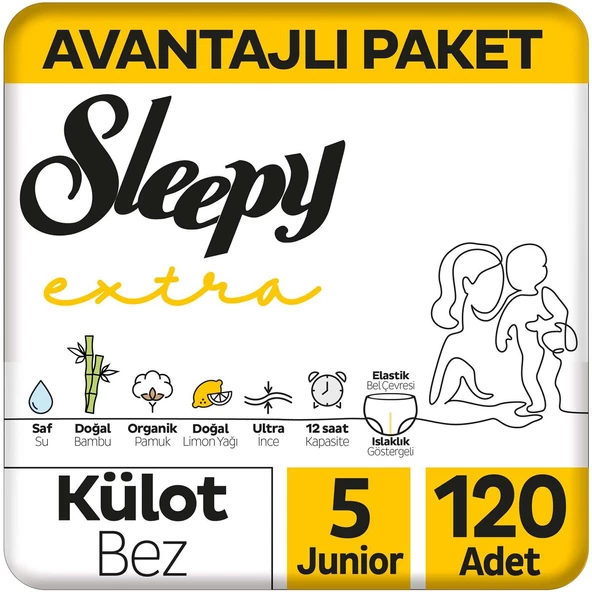 Sleepy Extra Günlük Aktivite Avantajlı Paket Külot Bez 5 Numara Junior 120 Adet