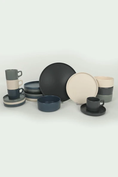 Keramika River Stackable Yemek/Kahvaltı Takımı 20 Parça 4 Kişilik - 817639 - Resim 4