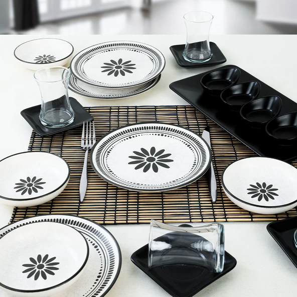 Keramika Keraart Black Rose Kahvaltı Takımı 21 Parça 4 Kişilik - 4