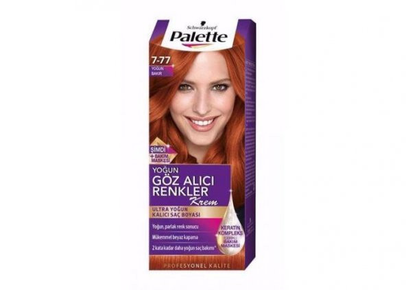 Palette Göz Alıcı Renkler Saç Boyası 7-77 Yoğun Bakır 3 Paket - 2
