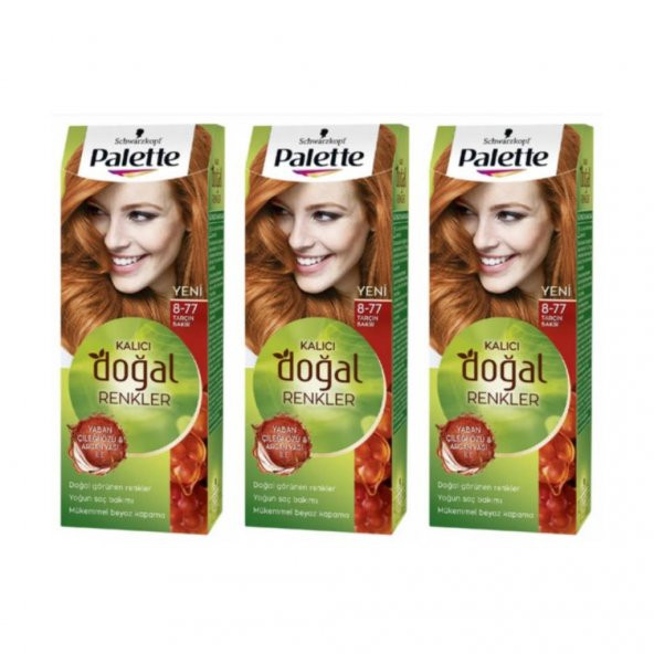 Palette Kalıcı Doğal Renkler Saç Boyası 8-77 Tarçın Bakırı 3 Paket - 1