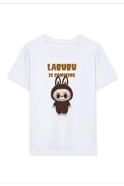 Kız Labubu Çocuk Baskılı T-Shirt - Beyaz