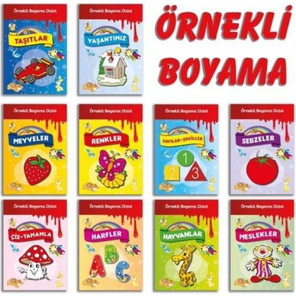 Parıltı Örnekli Boyama Seti 10 Kitap