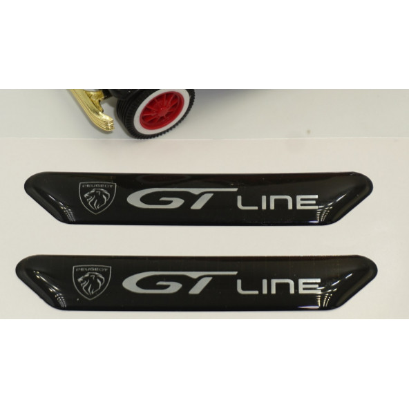 Peugeot GT Line Logo Çamurluk Yanı Ve Ayna Metalize Damla Desen 3M Logo Arma - 4
