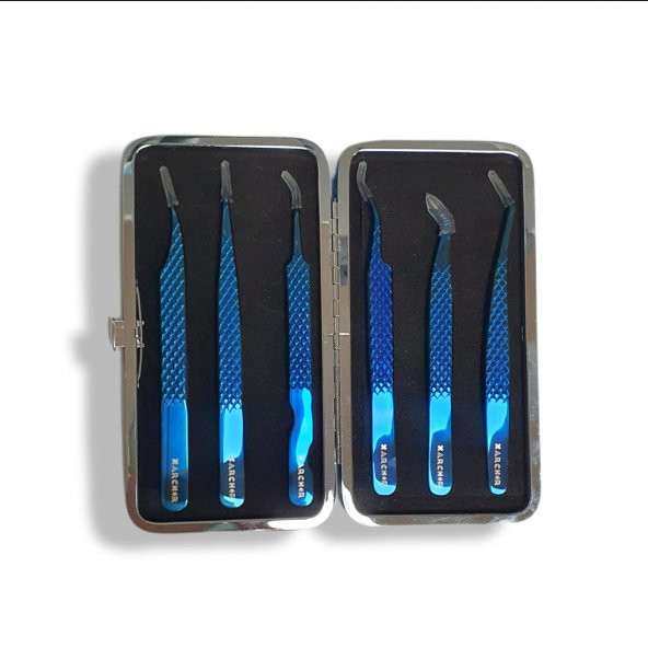 Archer Kirpik Uzatma Cımbız Seti Mavi 6 Parça - Resim 3