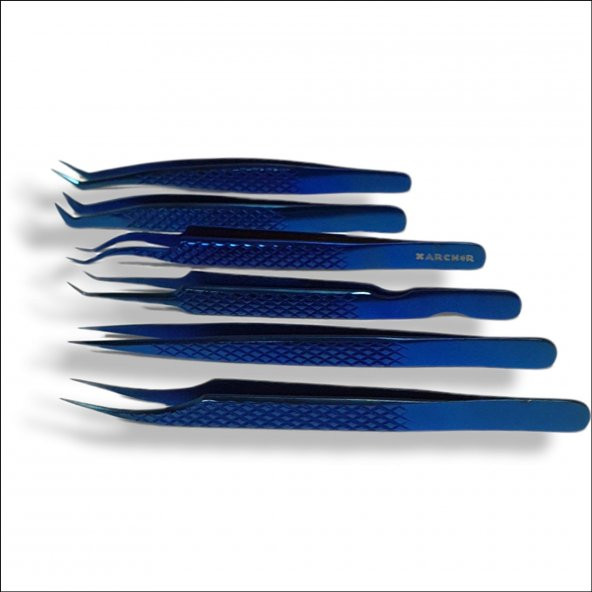Archer Kirpik Uzatma Cımbız Seti Mavi 6 Parça - Resim 4