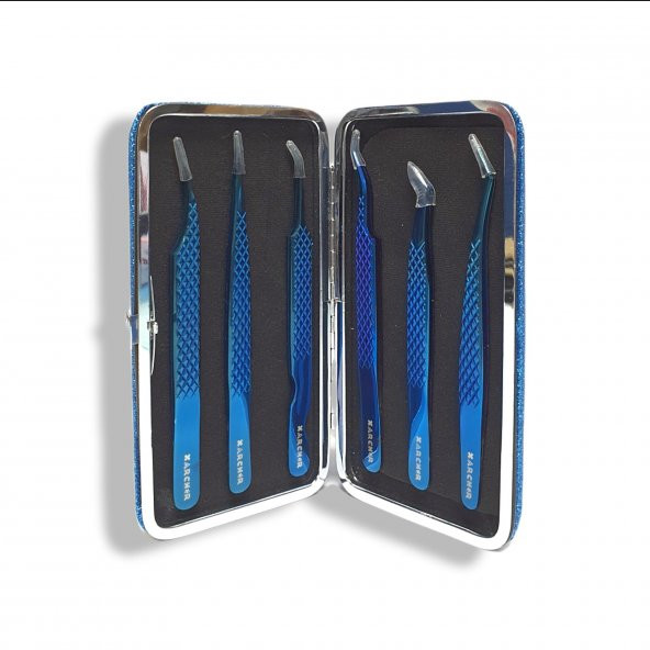 Archer Kirpik Uzatma Cımbız Seti Mavi 6 Parça - Resim 5