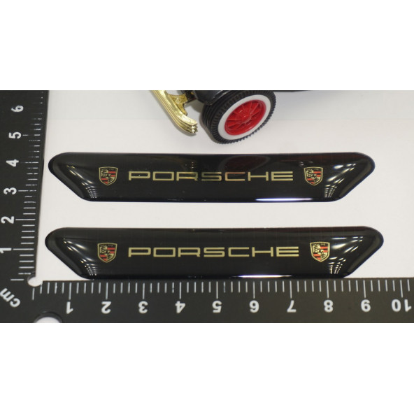 Porsche Logo Çamurluk Yanı Ve Ayna Metalize Damla Desen 3M Logo Arma - 6