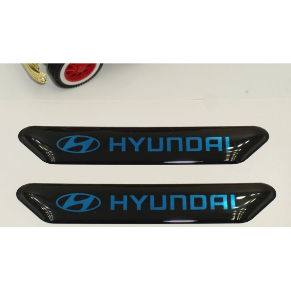 Hyundai Logo Çamurluk Yanı Ve Ayna Metalize Damla Desen 3M Logo Arma - 4
