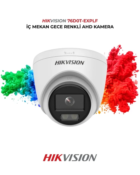 Hikvision DS-2CE76D0T-EXLPF Gece Renkli İç Mekan Dome Kamera 2MP