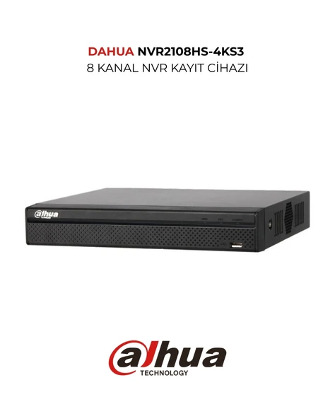 Dahua NVR2108HS 4KS3 8 Kanal H.265+ Network Video Recorder