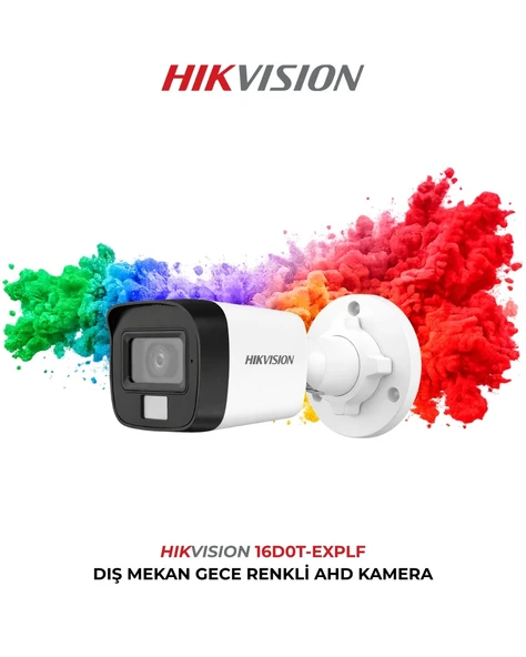 Hikvision DS-2CE16D0T-EXLPF 2MP Gece Renkli Kamera 2.8mm Turbo HD Güvenlik Kamerası