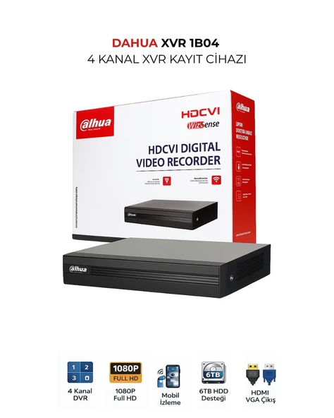 Dahua 4 Kanal Güvenlik XVR Kayıt Cihazı XVR1B04 I T 1080P