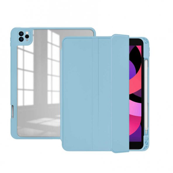 iPad Pro 12.9 2021 (5.Nesil) Kılıf Kalem Bölmeli Dönebilen Standlı Ayrılan Silikon - 2