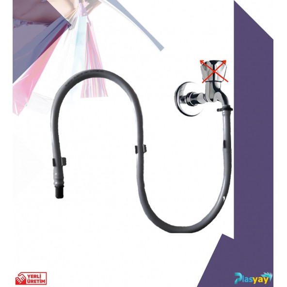 Plasyay Duvar Sabitlemeli Taharet Hortumu Kelepçeli - 3