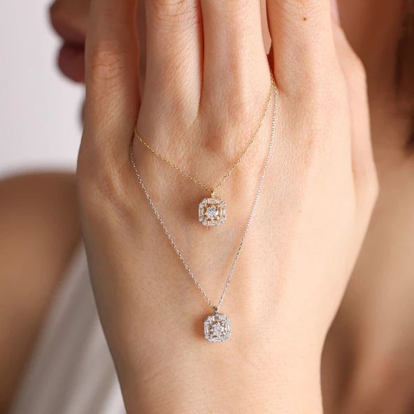 Sarı Altın Tektaş Kolye Minimal - Resim 3