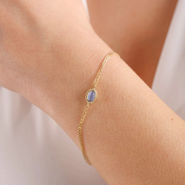 Altın Vintage Bileklik Opal Blue ürün görseli