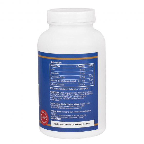 Ncs Lutein 15 Mg Astaxanthin (Astaksantin) 12 mg 120 tablet - Resim 2