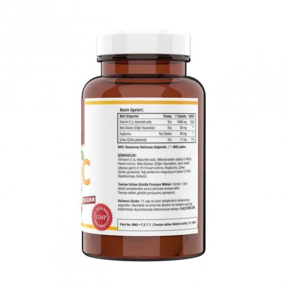 Ncs Vitamin C 1000 mg Beta Glukan Kuşburnu Çinko 120 Tablet 2 Kutu - 2