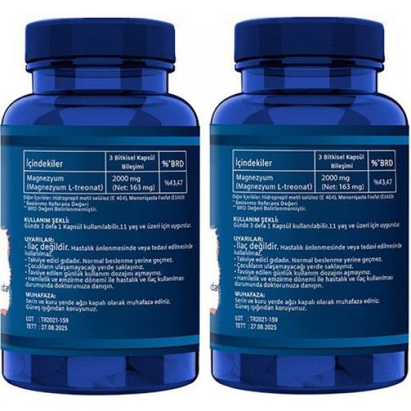 Ncs Magnezyum Magnesium L-Threonate Vejeteryan 2 x 90 Bitkisel Kapsül - 2