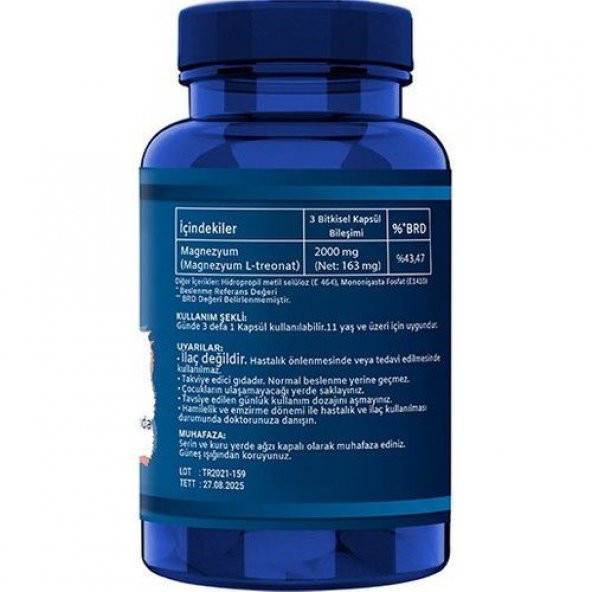 Ncs Magnezyum Magnesium L-Threonate Vejeteryan 2 x 90 Bitkisel Kapsül - 4