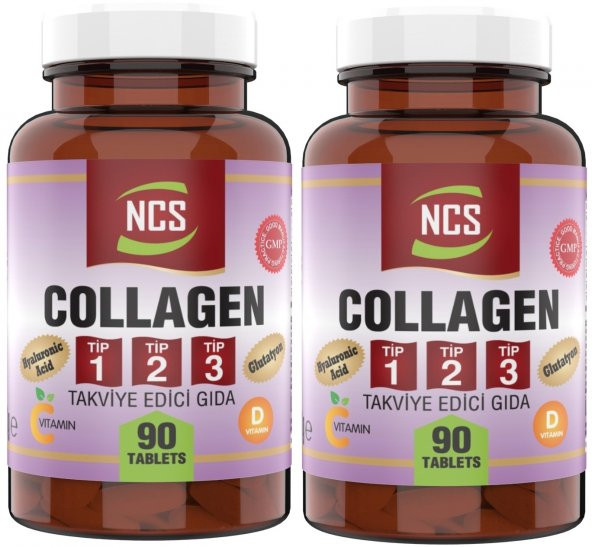 Ncs Collagen (Kolajen) (Tip) 1-2-3 Hyaluronic Acid 2 x 90 Tablet Glutatyon C &amp E &amp D Vitamini