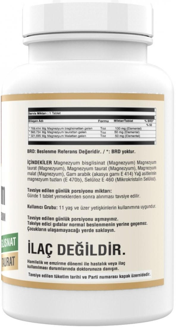 Ncs Magnesium Bisglisinat Malat Taurat 180 Tablet Magnezyum Element Formül - 2