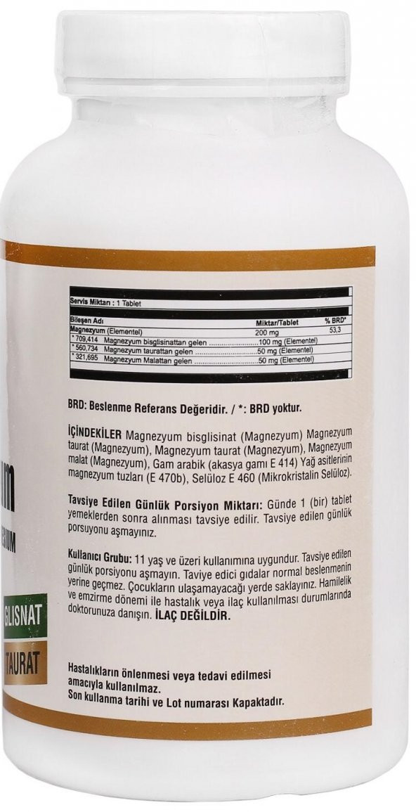Ncs Magnesium Bisglisinat Malat Taurat 180 Tablet Magnezyum Element Formül - 4