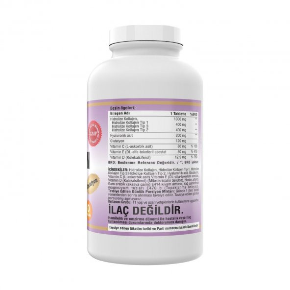 Ncs Collagen (Kolajen) (Tip) 1-2-3 Hyaluronic Acid 3 adet 300 Tablet 900 Tablet C E D Vitamini - 3