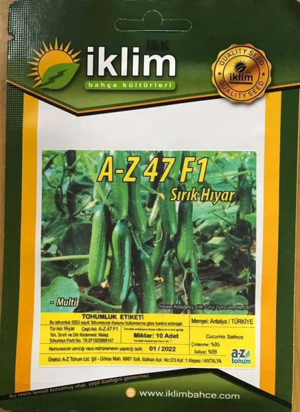 Hıyar Tohumu Hibrit A-Z-47 BARİZ F1 SIRIK HIYAR - 10 Adet Tohumluk ürün görseli