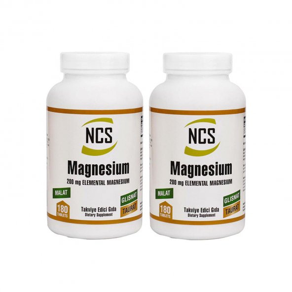 Ncs Magnesium 200 Mg Malat Taurat Glisinat 180 Tablet x 2 Adet