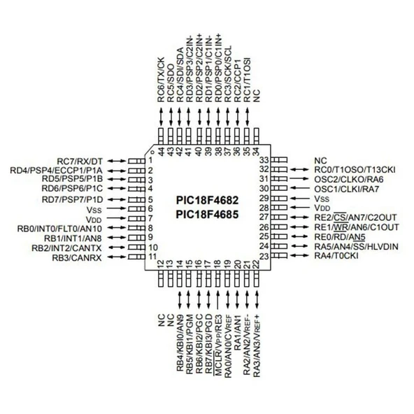 PIC18F4685 I/PT SMD TQFP-44 8-Bit 40MHz Mikrodenetleyici - 2