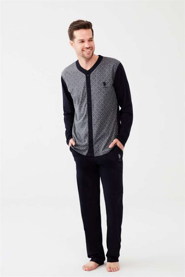 U.S. Polo Assn. 18525 Erkek Boydan Patlı Pijama Takım