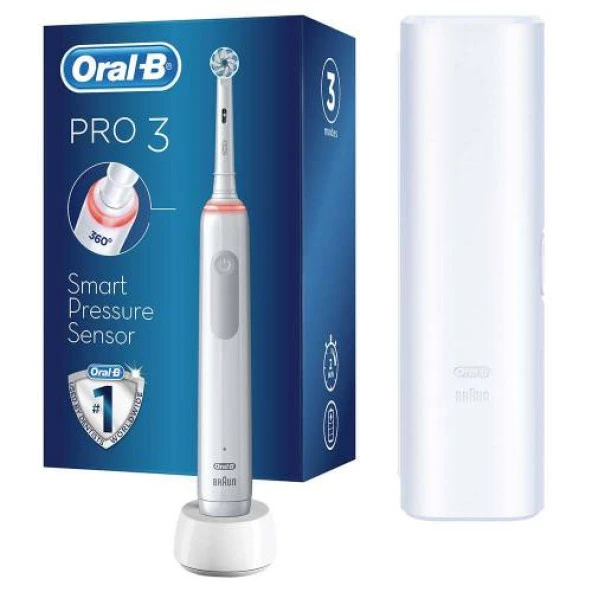 Oral-B Pro 3500 Elektrikli Beyaz Diş Fırçası + Seyahat Kabı