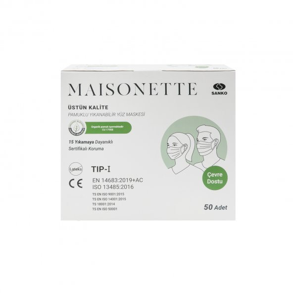 Maisonette Yıkanabilir Pamuklu Yüz Maskesi 50 li Paket - 1