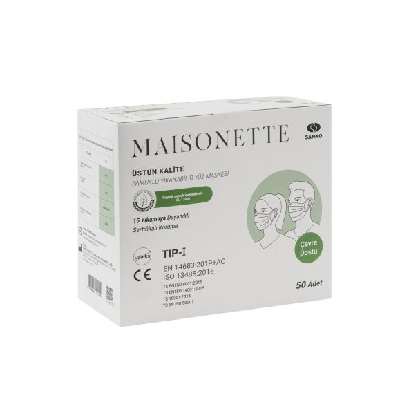 Maisonette Yıkanabilir Pamuklu Yüz Maskesi 50 li Paket - 2