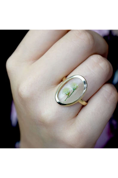 Kurutulmuş Çiçekli Altın Yüzük ürün görseli 1
