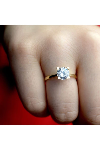 14 K Tektaş Altın Yüzük - Resim 4