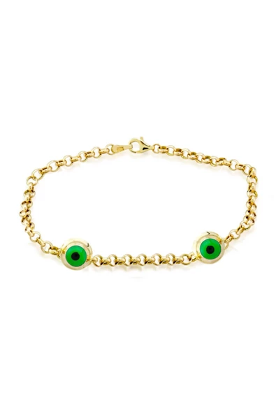 Yeşil Nazar Taşlı Altın Bileklik ürün görseli 1