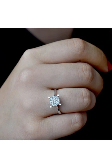 0.22 Ct. Modern Tasarım Coronet Tektaş Yüzük - Resim 2