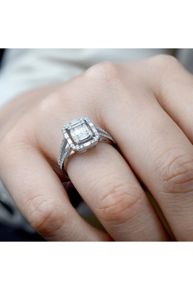0.70 Ct Baget Pırlanta Modern Tasarım Yüzük - 4