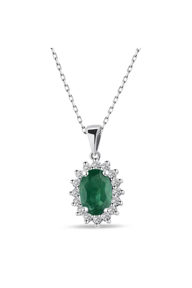 Pırlanta Zümrüt Taşlı Kolye