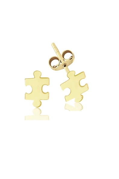 Altın Taşsız Puzzle Küpe